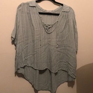 Green lace up front shirt